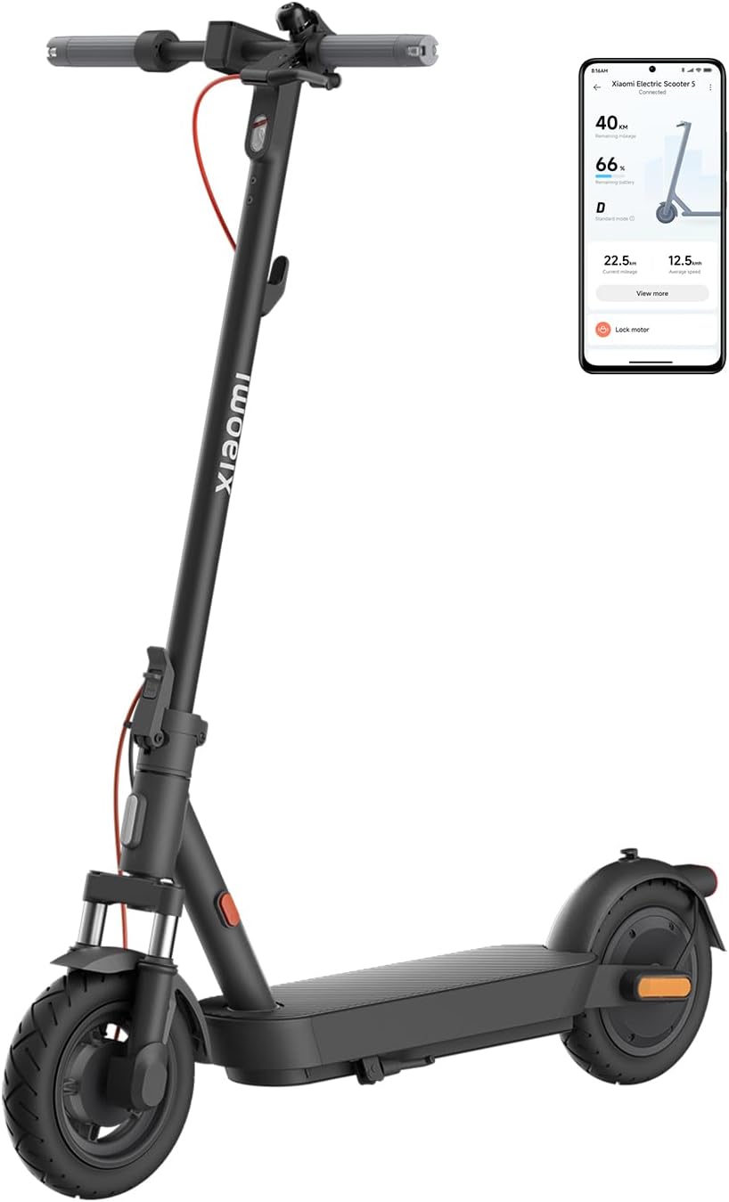 Xiaomi Electric Scooter 5 E-Scooter mit ABE, bis zu 60 km Reichweite, 350 W Motor, 10 Zoll Luftreifen, Vorderradfederung, LED-Display, Blinker, Anthrazit**