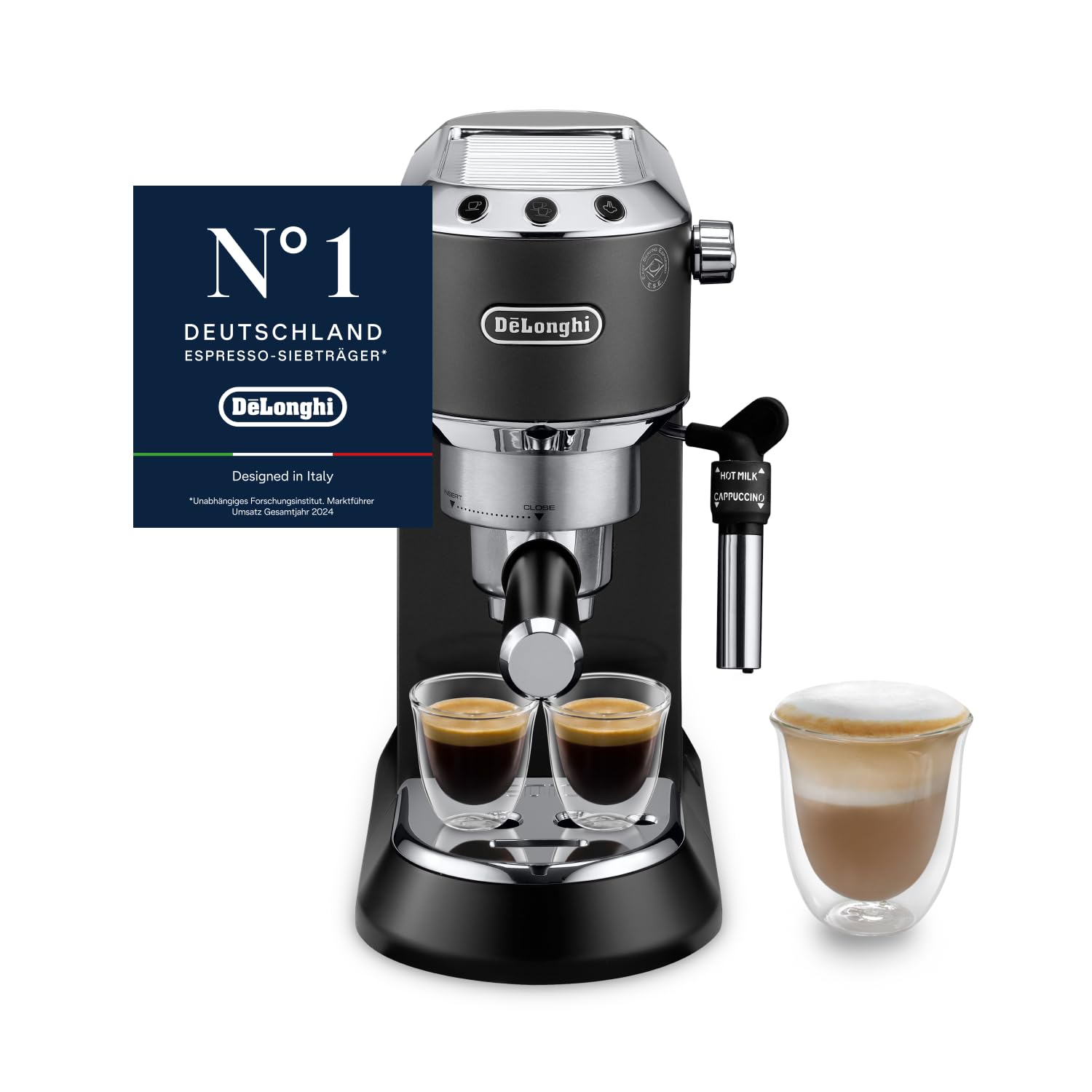 De'Longhi EC 685.M Dedica Style Espressomaschine 1L – 15 bar, Milchschaumdüse, 15cm, Metall