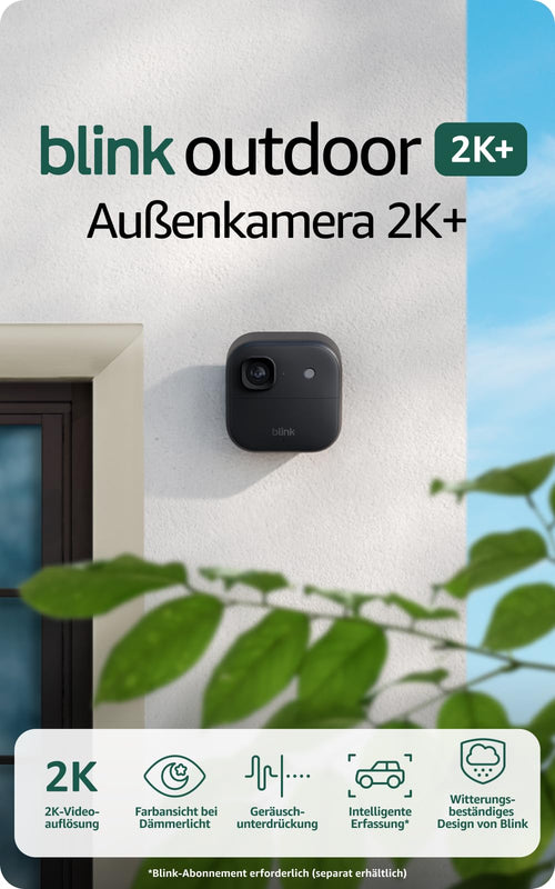 Blink Outdoor 2K+ WLAN Überwachungskamera – 2K Video, Farbnachtsicht, 4x Zoom, IP65, 2 Jahre Akku