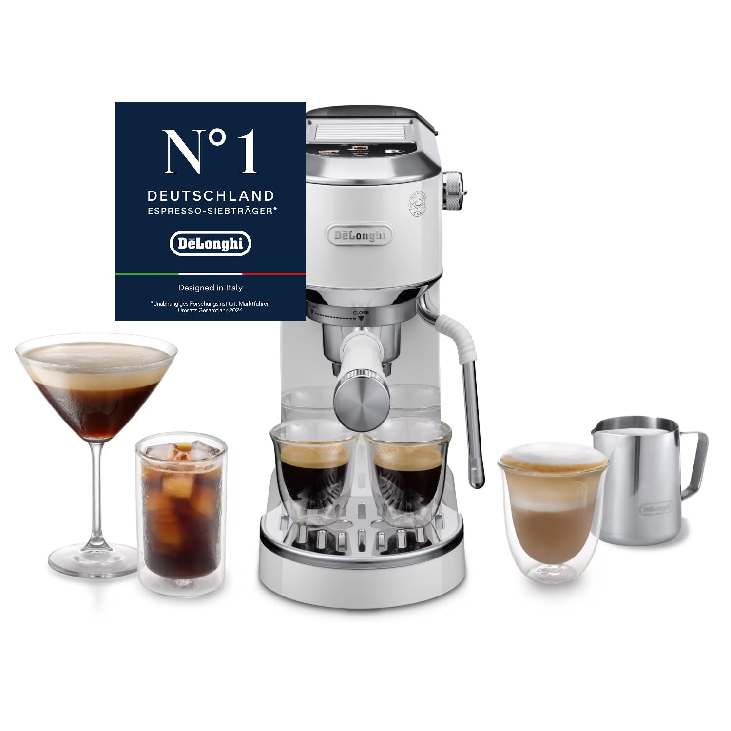 De'Longhi EC 685.M Dedica Style Espressomaschine 1L – 15 bar, Milchschaumdüse, 15cm, Metall