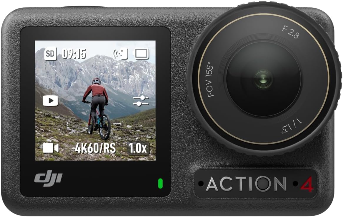 DJI Osmo Action 4 Essential Combo 4K Actionkamera – 1/1.3" Sensor, 155°, 10-Bit, IP68, 150 Min, Schwarz