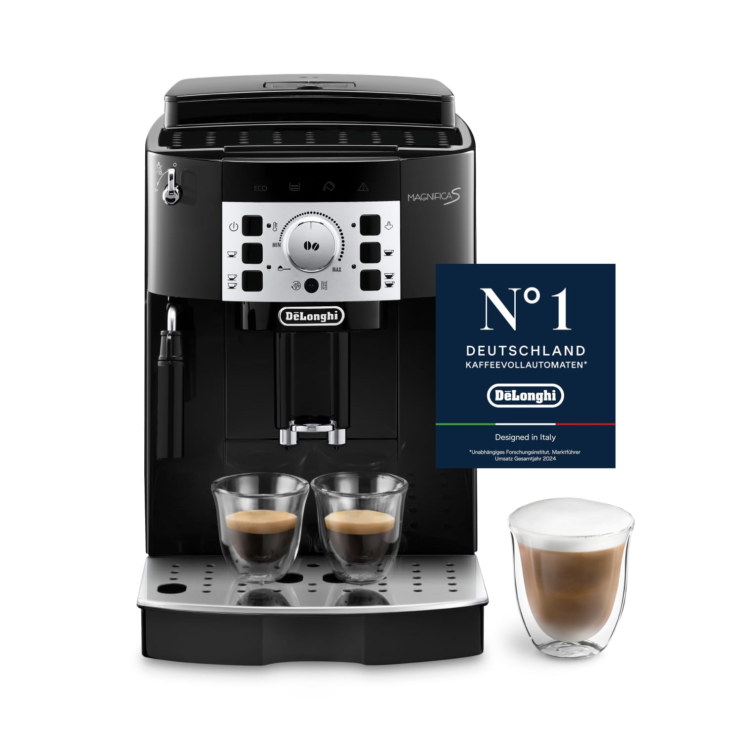 De'Longhi Magnifica S ECAM11.112.B Kaffeevollautomat – Mahlwerk, Milchschaumdüse, 2-Tassen, Schwarz