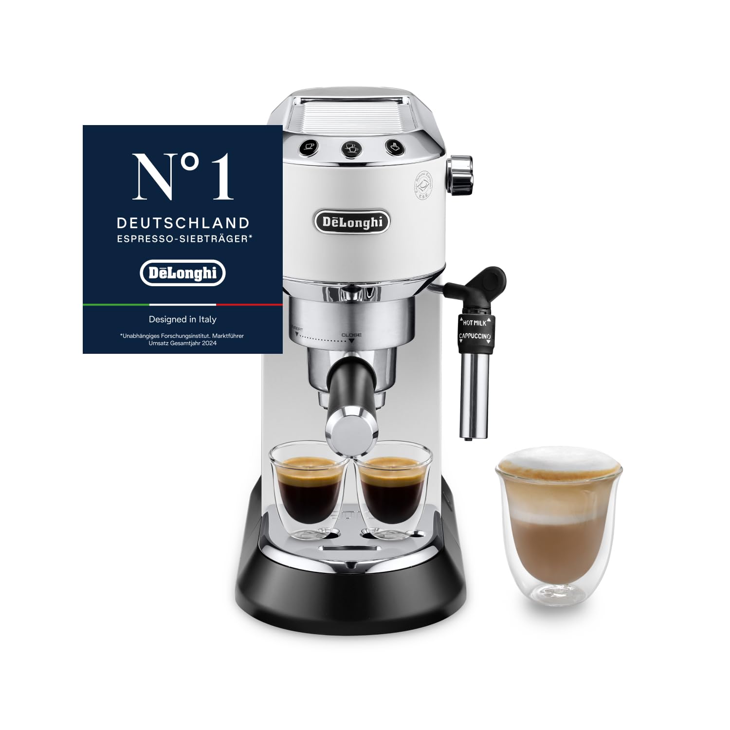 De'Longhi EC 685.M Dedica Style Espressomaschine 1L – 15 bar, Milchschaumdüse, 15cm, Metall