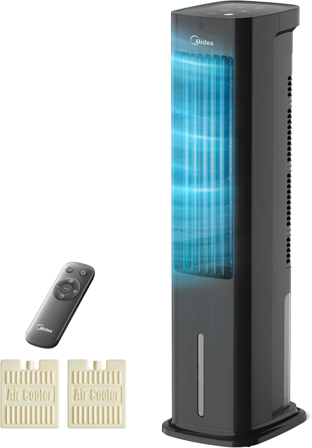 Midea Silent Air Cooler Pro 4-in-1 Luftkühler 5L – 355 m³/h, 28 dB, 3 Modi, Fernbedienung, Schwarz