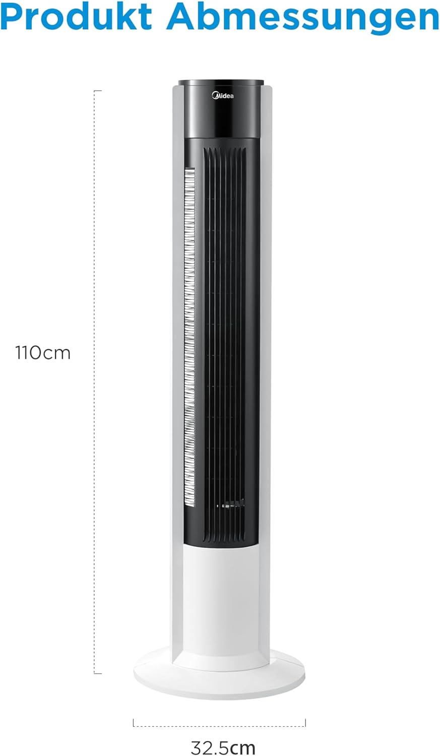Midea FZ10-19BRA Turmventilator 110cm – 3 Modi, 90° Oszillation, 45dB, 7h Timer, Fernbedienung, Weiß