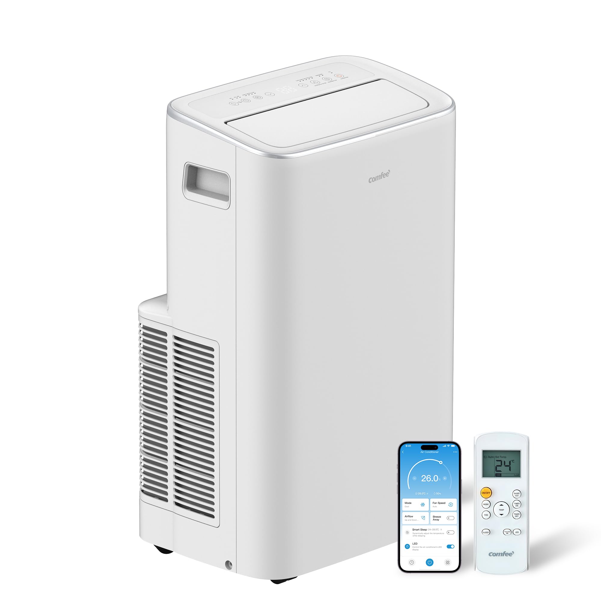 Comfee Breezy Cool Pro 2.6 Mobiles Klimagerät 9.000 BTU – A, R290, App & Alexa, Weiß