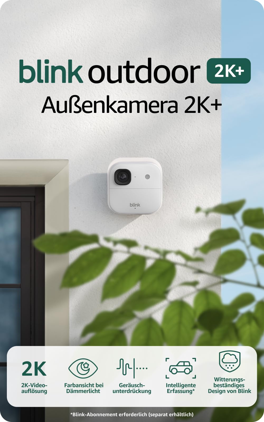 Blink Outdoor 2K+ WLAN Überwachungskamera – 2K Video, Farbnachtsicht, 4x Zoom, IP65, 2 Jahre Akku
