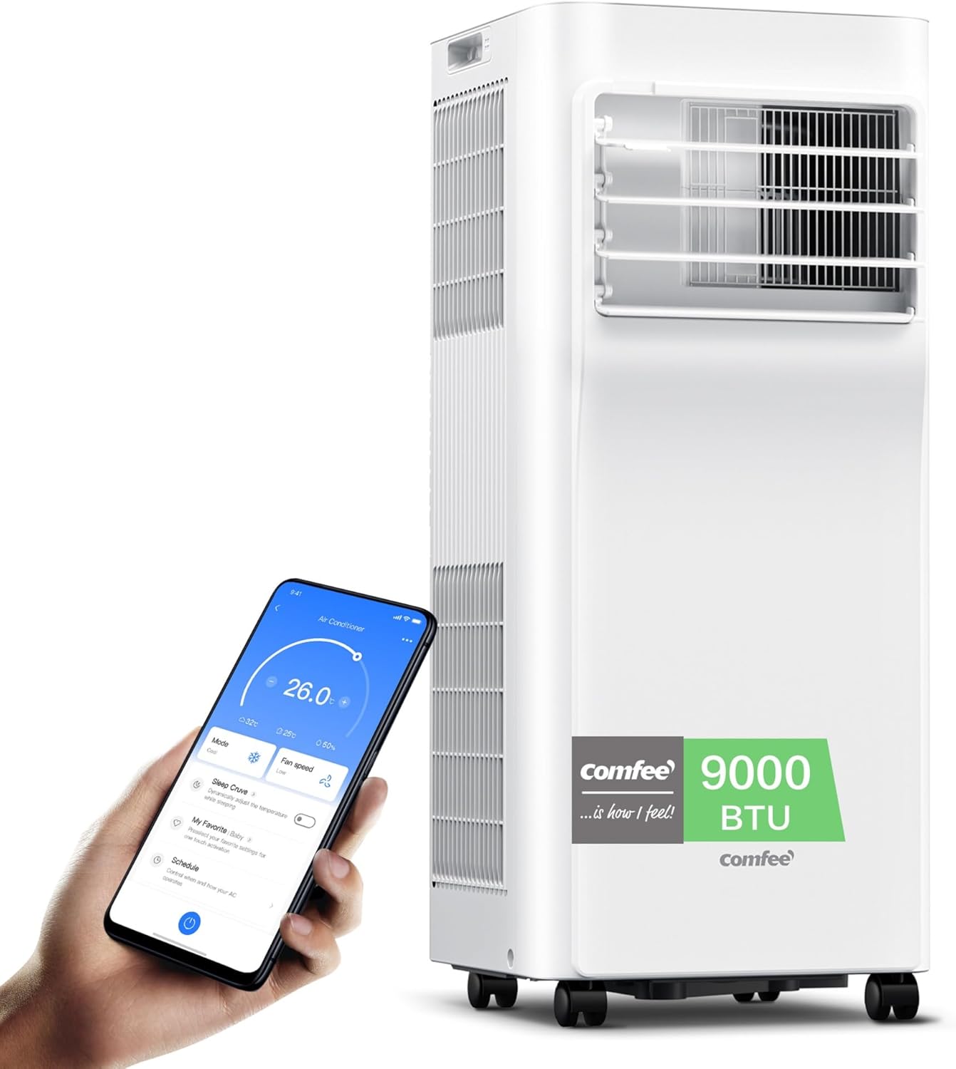 Comfee Breezy Cool Pro 2.6 Mobiles Klimagerät 9.000 BTU – A, R290, App & Alexa, Weiß