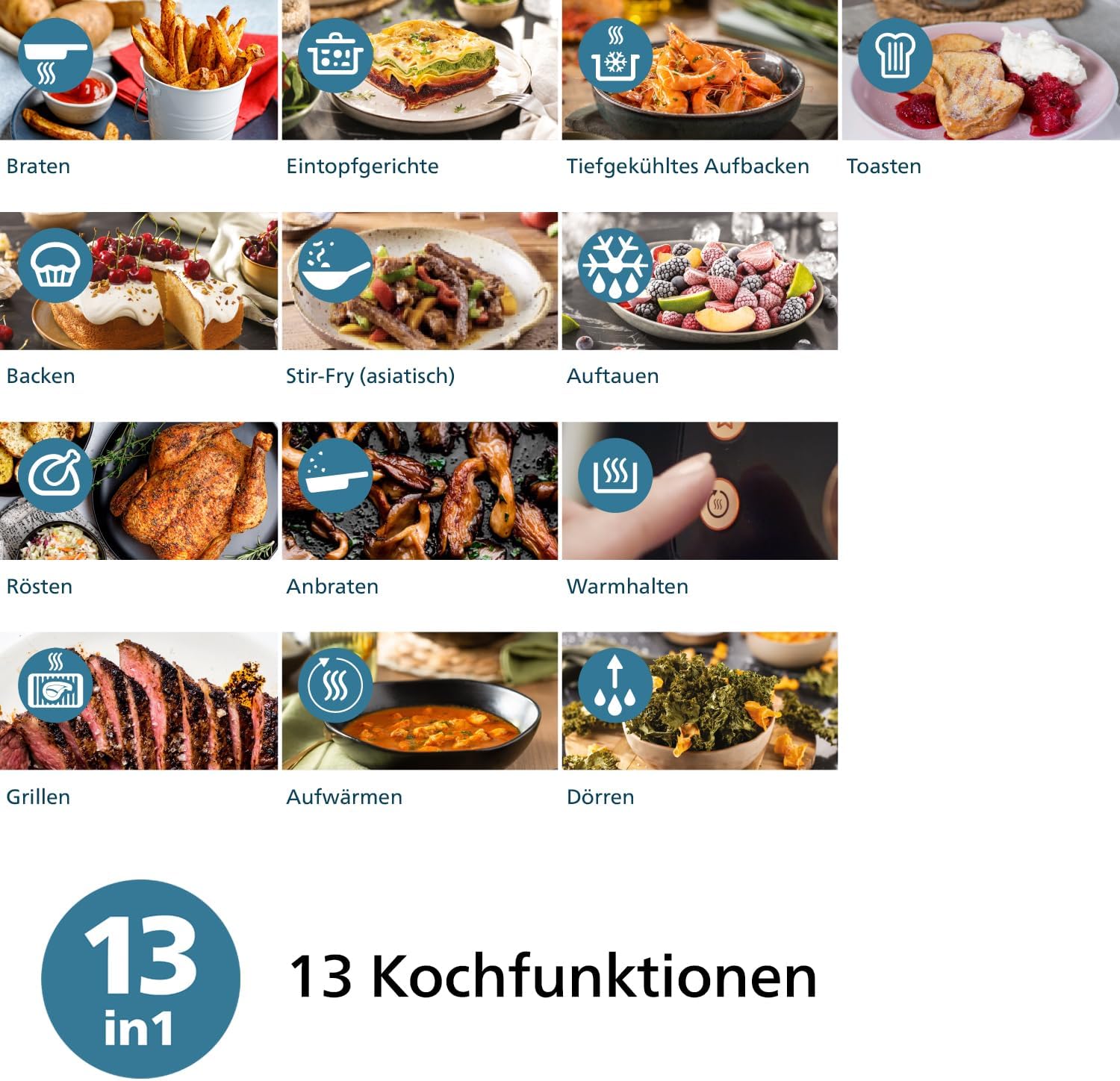 Philips NA229/00 Heißluftfritteuse 4,2L – 13-in-1, RapidAir, 9 Programme, Touchscreen, Schwarz