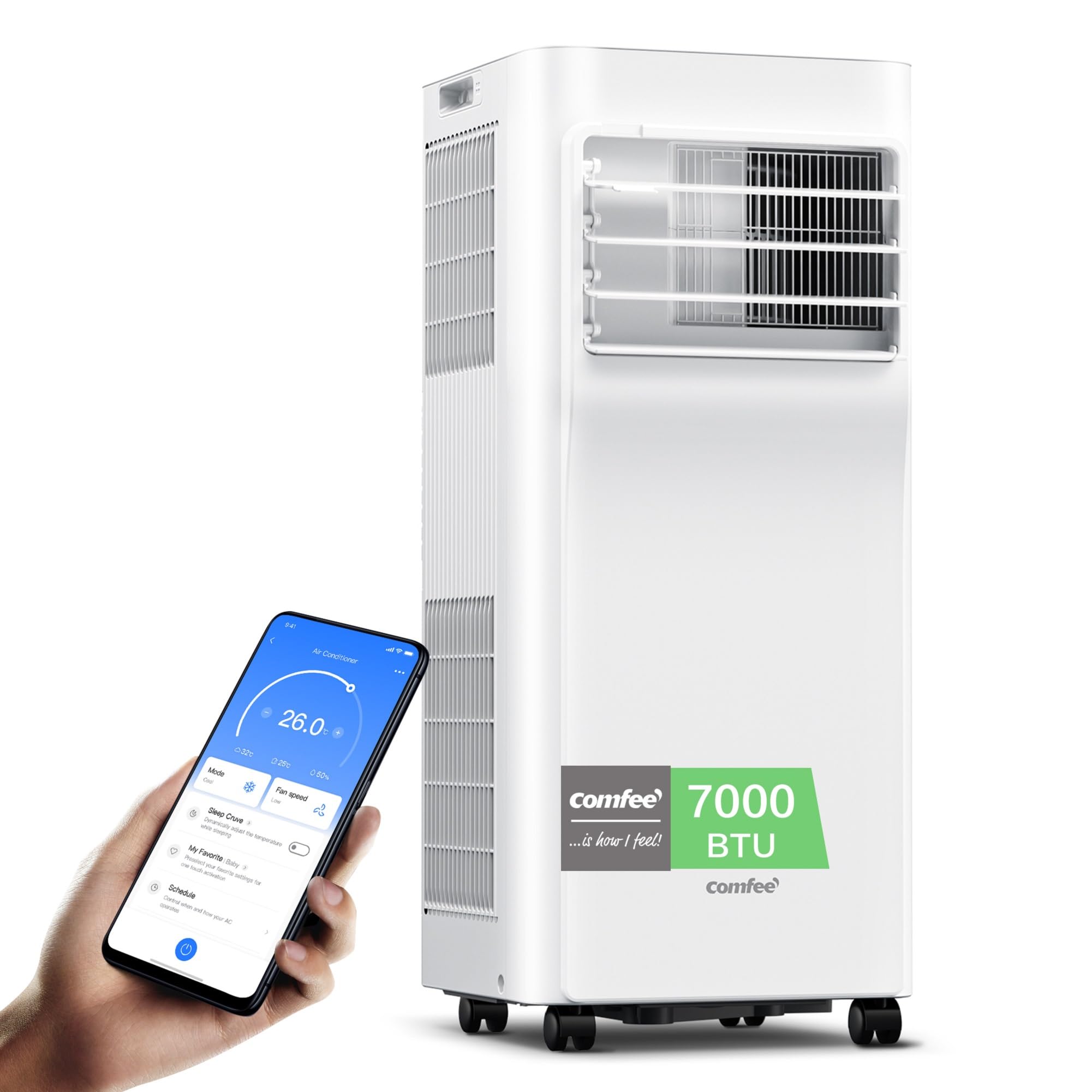Comfee Breezy Cool Pro 2.6 Mobiles Klimagerät 9.000 BTU – A, R290, App & Alexa, Weiß