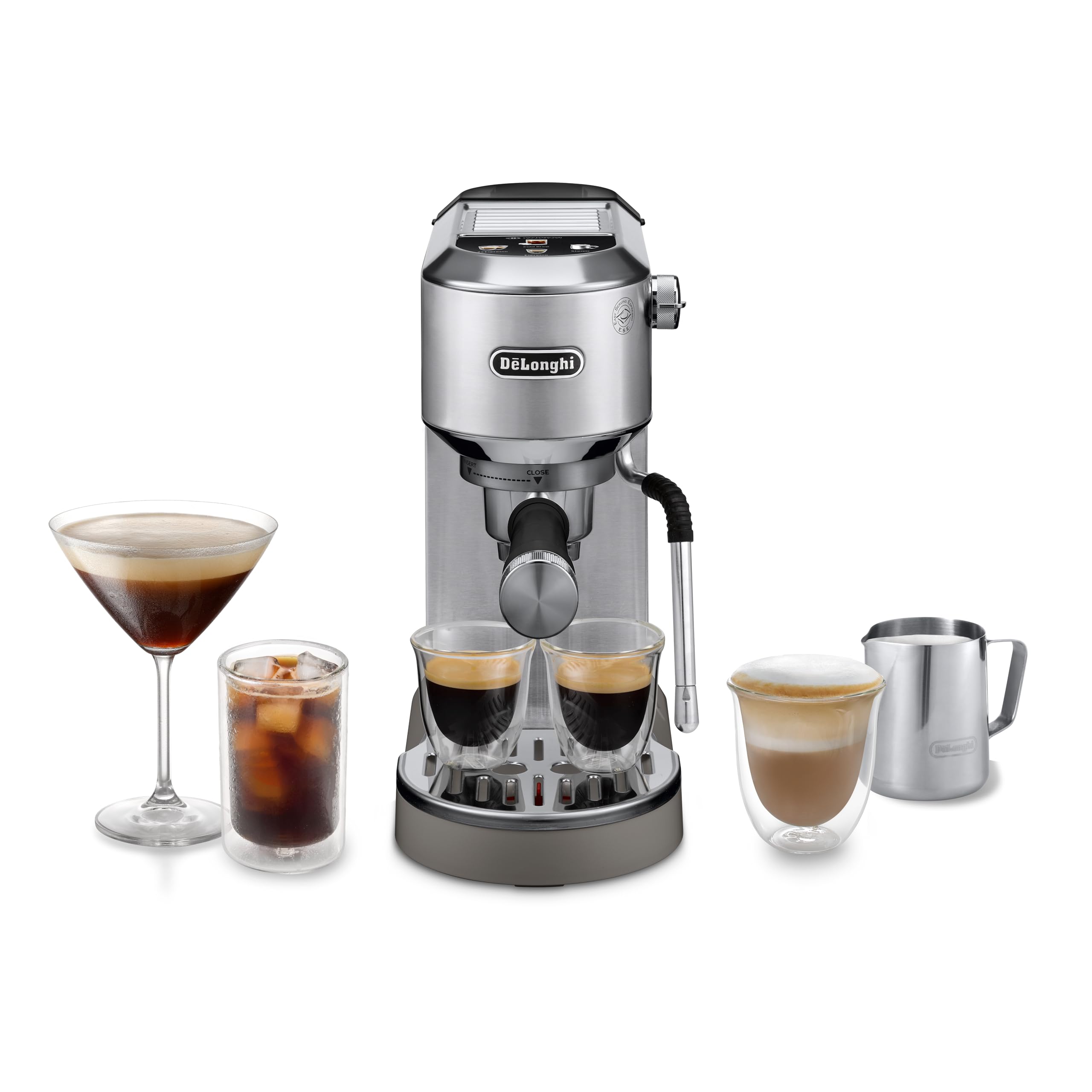 De'Longhi EC 685.M Dedica Style Espressomaschine 1L – 15 bar, Milchschaumdüse, 15cm, Metall