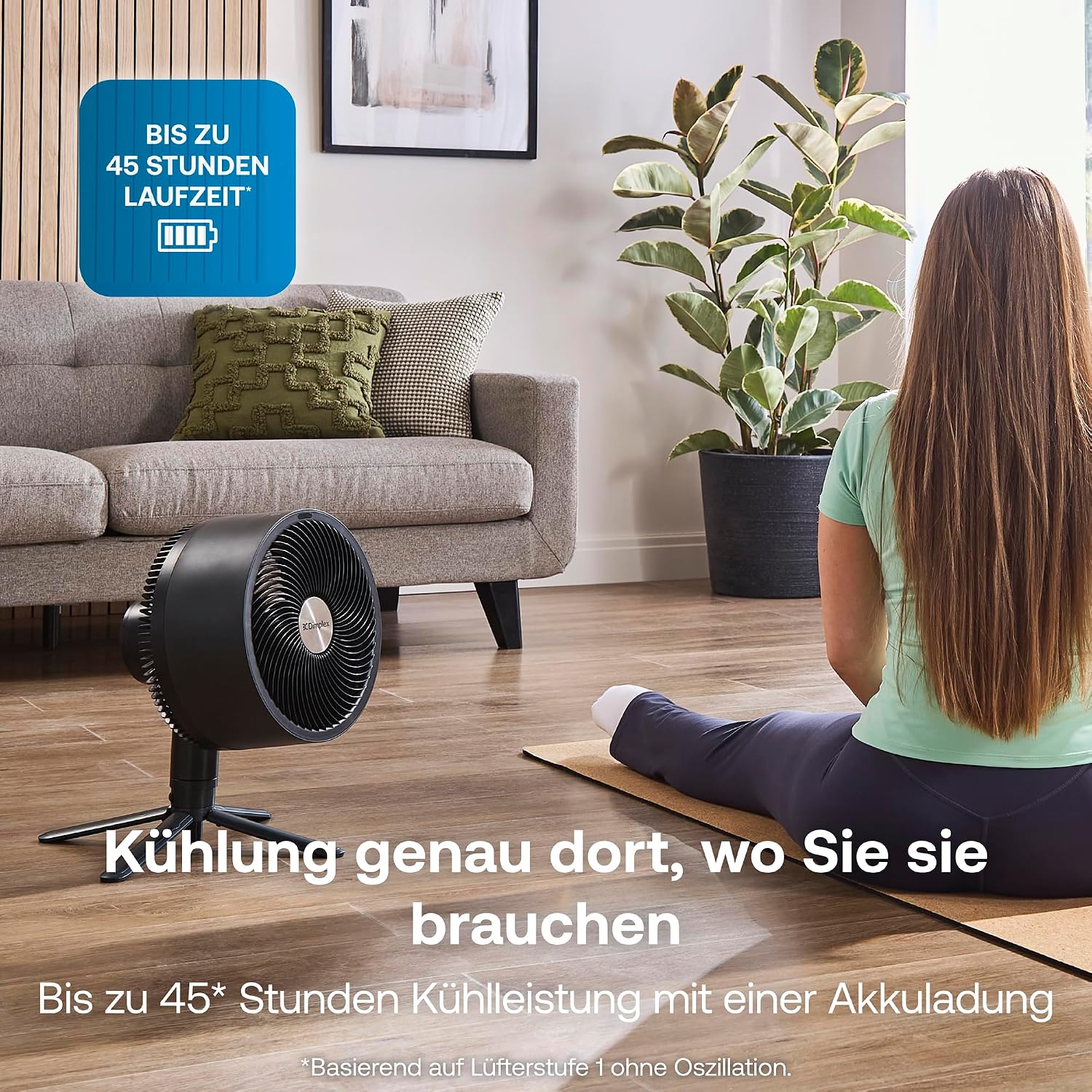 Dimplex DUOCOOL Smart Wireless 2-in-1 Akku-Ventilator – 45h, 36dB, IP54, 20m, Alexa, App, Schwarz