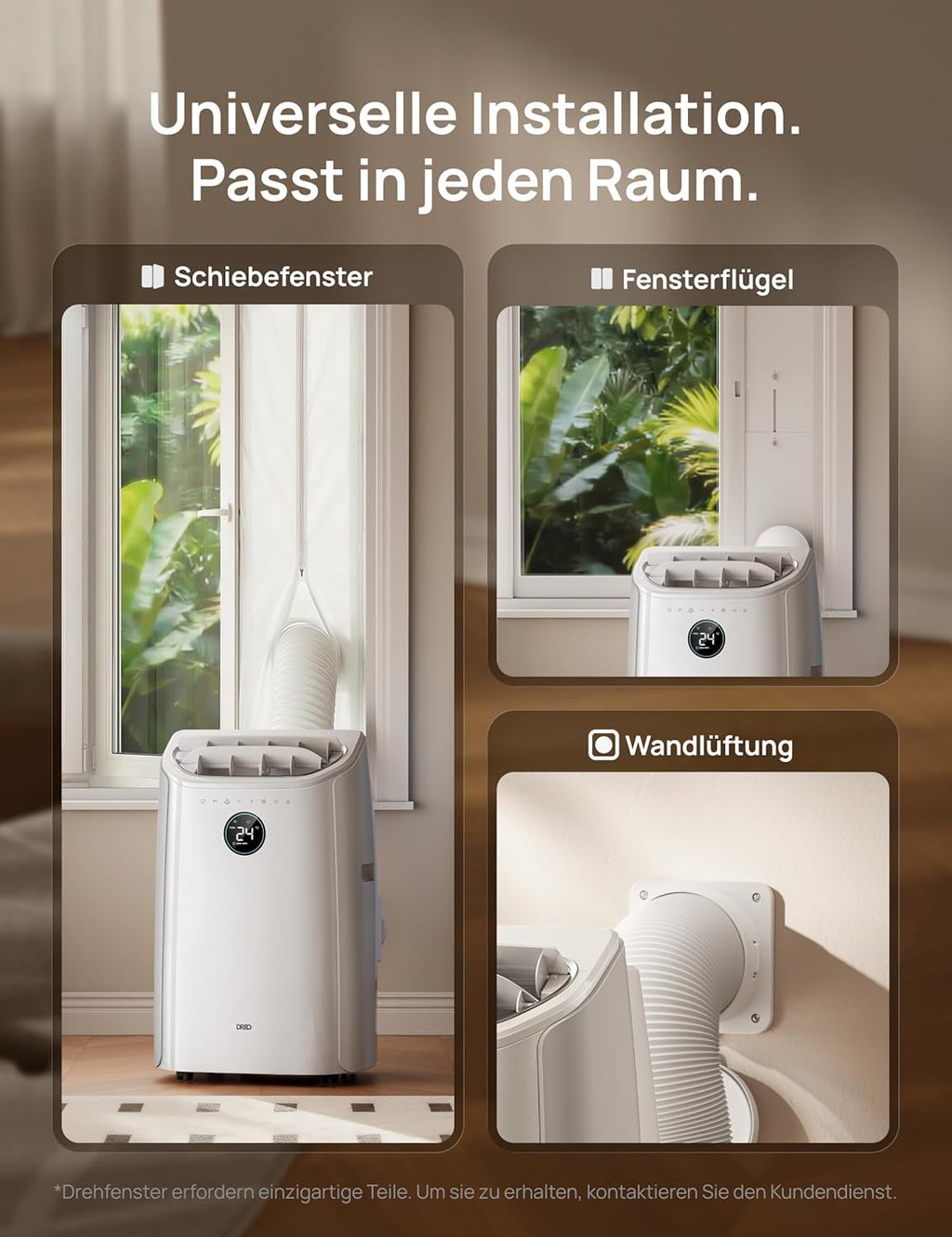 DREO DR-HAC006S Mobiles Klimagerät 12.000 BTU – 3-in-1, R290, EEK A, WiFi, Alexa, 45dB, Weiß