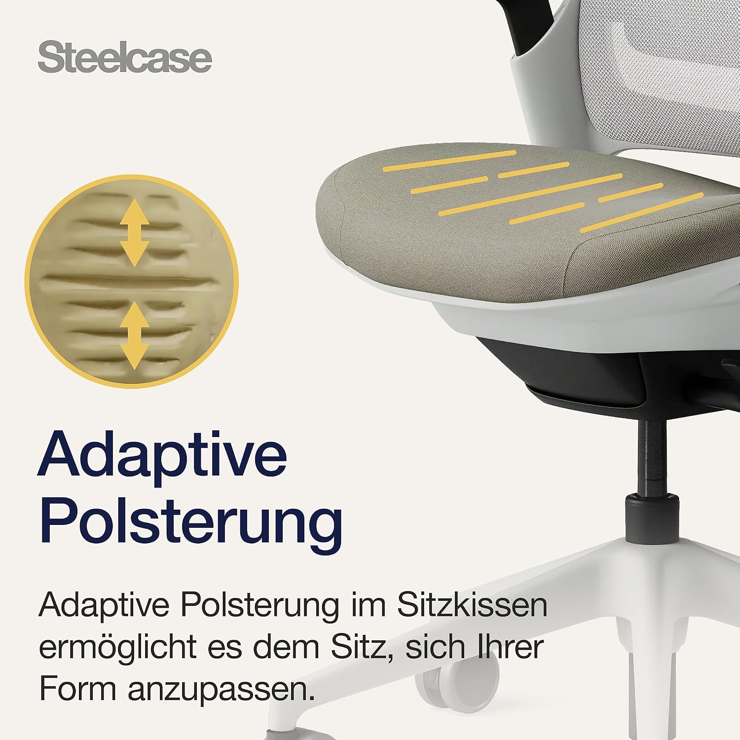Steelcase Series 1 Bürostuhl, Mesh-Rückenlehne, Ergonomisch, Lordosenstütze, Truffle